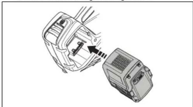 HUSQVARNA 325iB - De accu aansluten op het product - 2