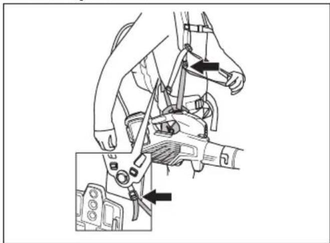 HUSQVARNA 325iB - So stellen Sie den Tragegurt ein - 1