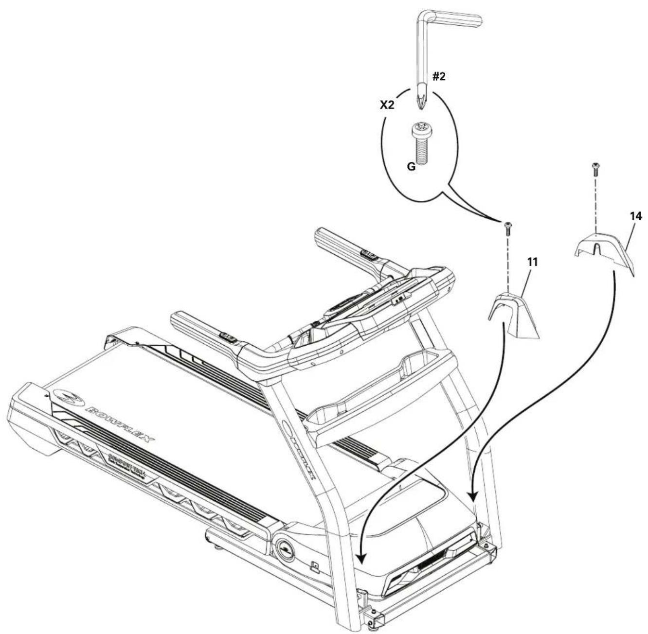 BOWFLEX BXT16 - Connectez les câbles et arrimez les caches de la jonction inférieure à la console - 6