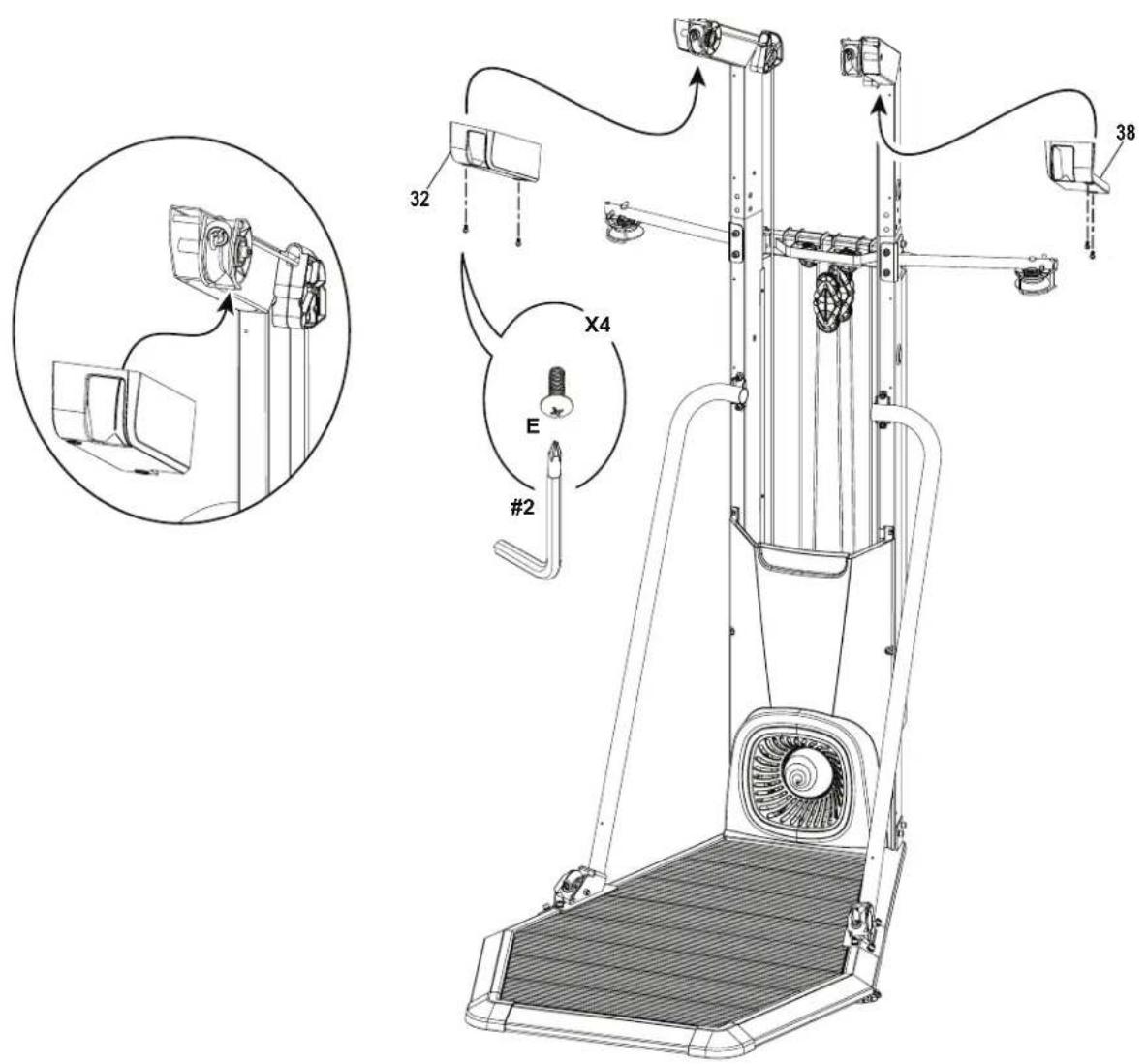 BOWFLEX SelectTech 560 - 将上滑轮护罩连接到上滑轮臂 - 1