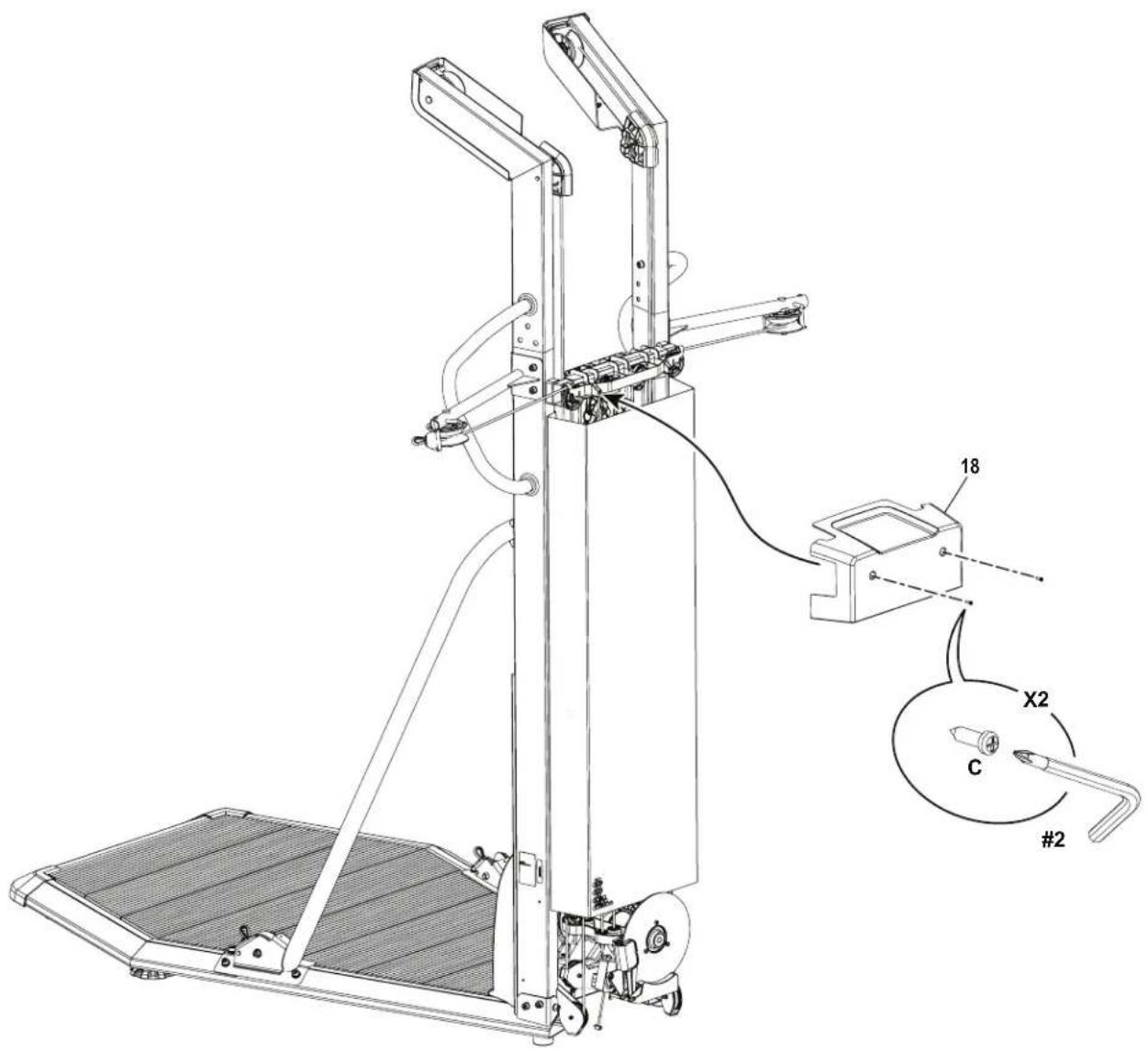 BOWFLEX SelectTech 560 - 将上后护罩连接到车架装置 - 1