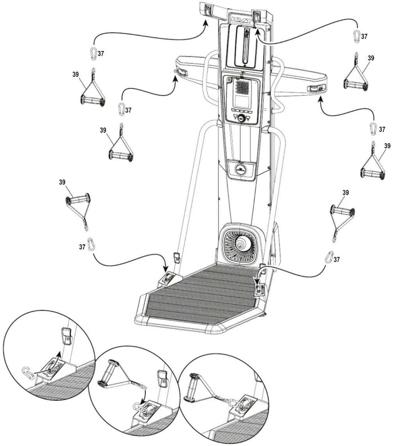 BOWFLEX SelectTech 560 - 小心地将握柄连接到绳索 - 1