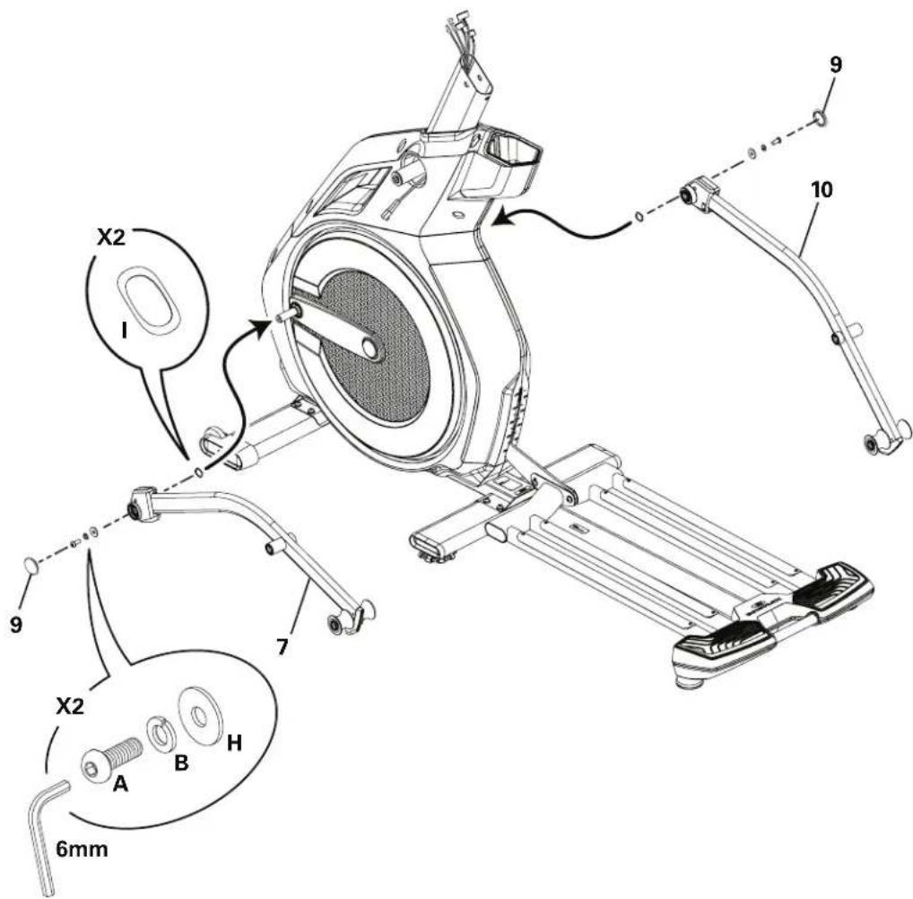BOWFLEX BXE326 - Passez les câbles des poignées par les caches supérieurs et arrimez les caches supérieurs et le plateau - 2