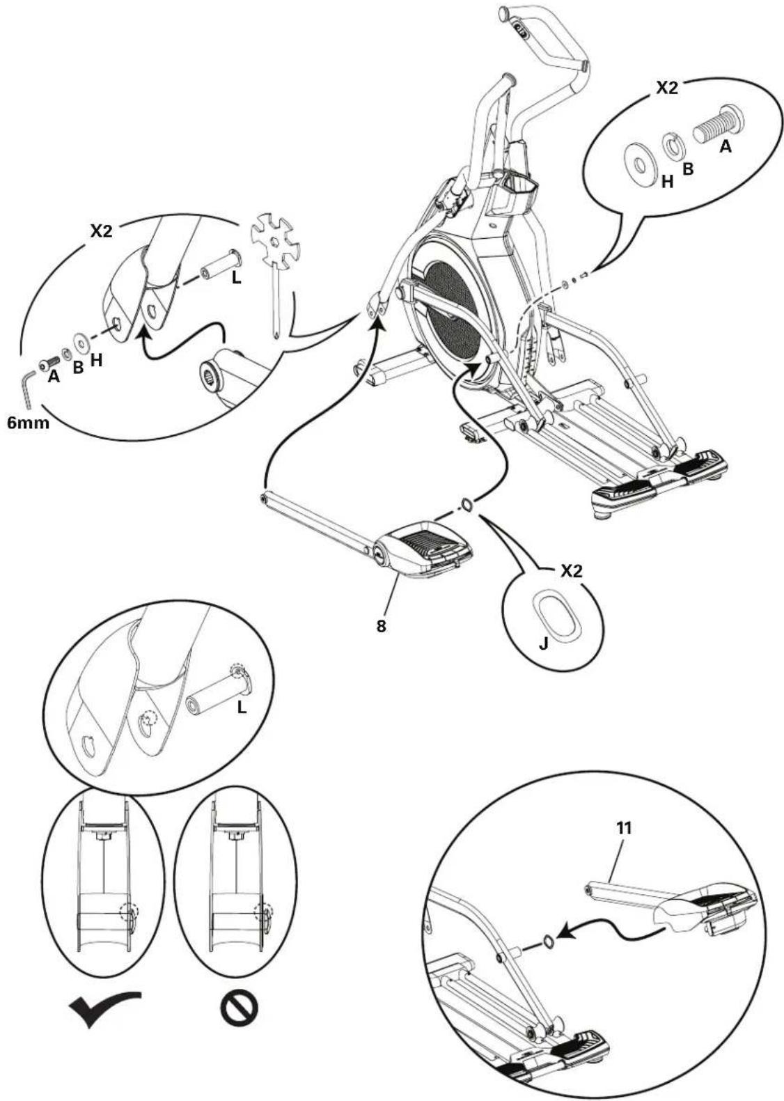 BOWFLEX BXE326 - Arrimez les pédales au châssis - 2
