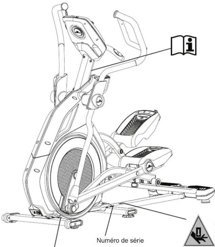 BOWFLEX BXE326 - Étiquettes de mise en garde et numéro de série - 1