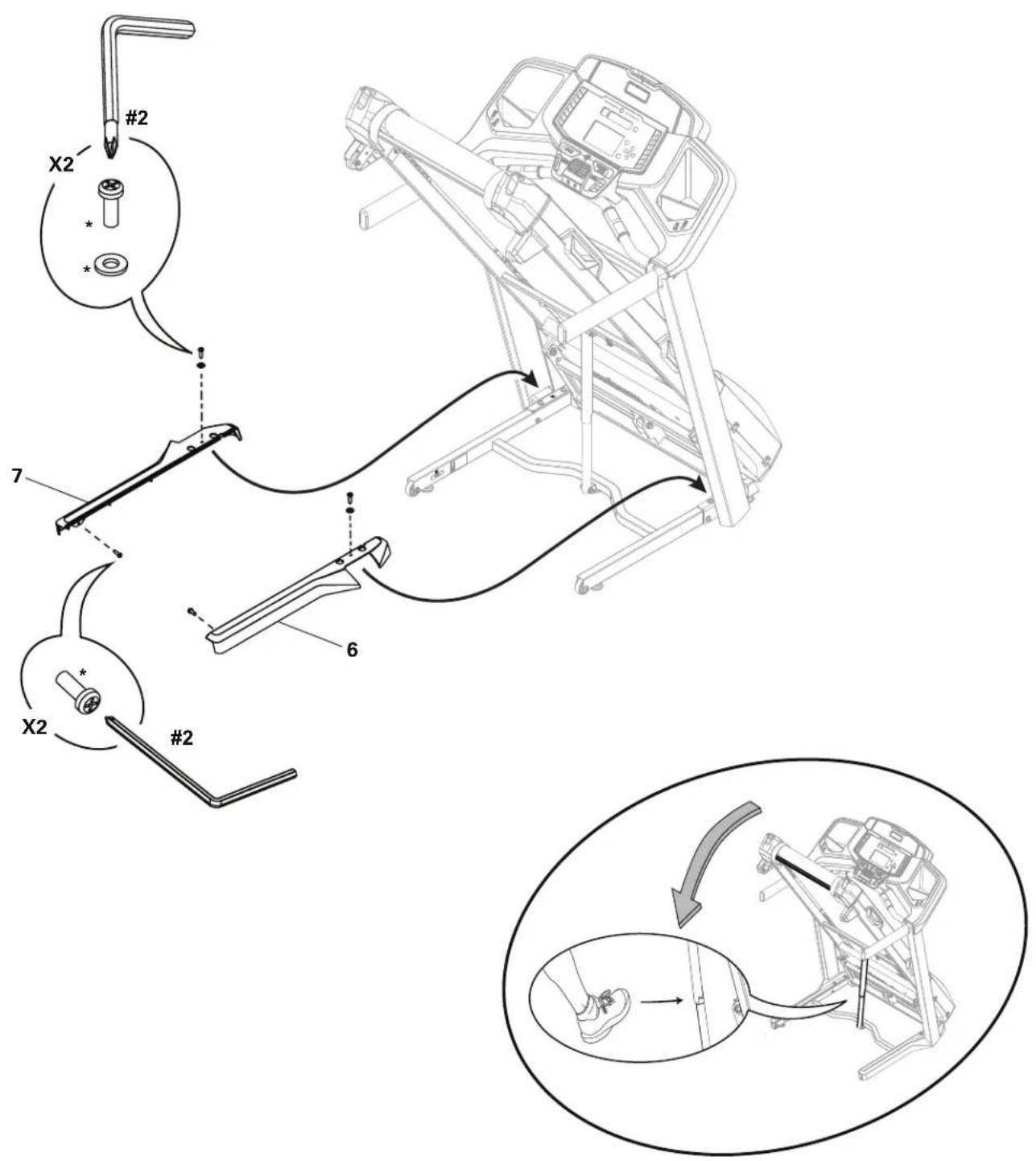 BOWFLEX BXT188 - Attachez les carénages de la base au cadre, puis dépliez la plateforme de marche - 1