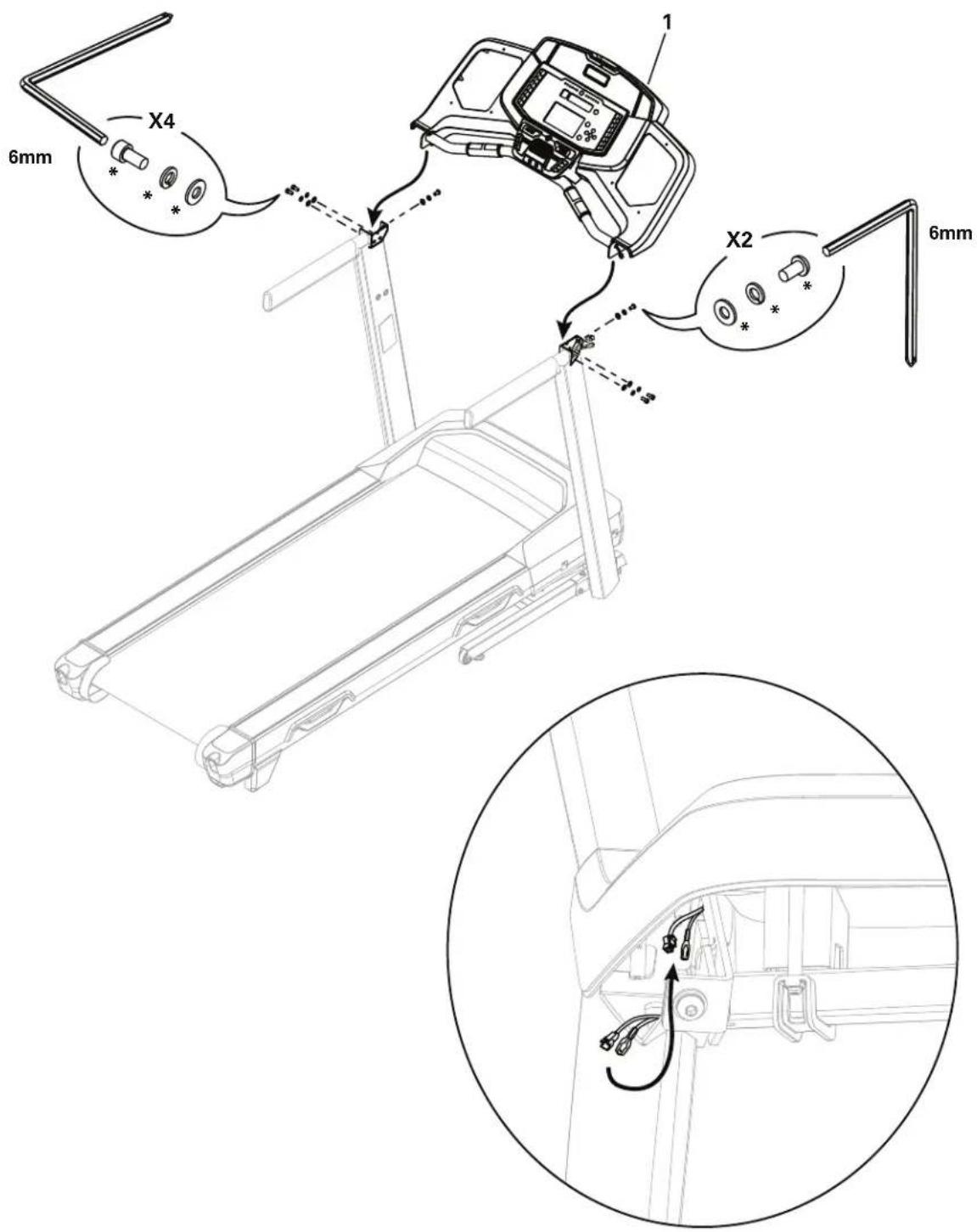 BOWFLEX BXT188 - Attachez la console à l'assemblage du châssis et branchez les câbles - 1