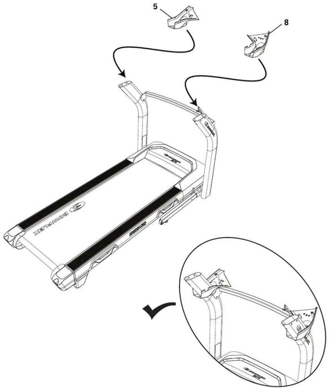BOWFLEX BXE226 - Placez les caches/boîtiers de la jonction inférieure sur les montants - 1