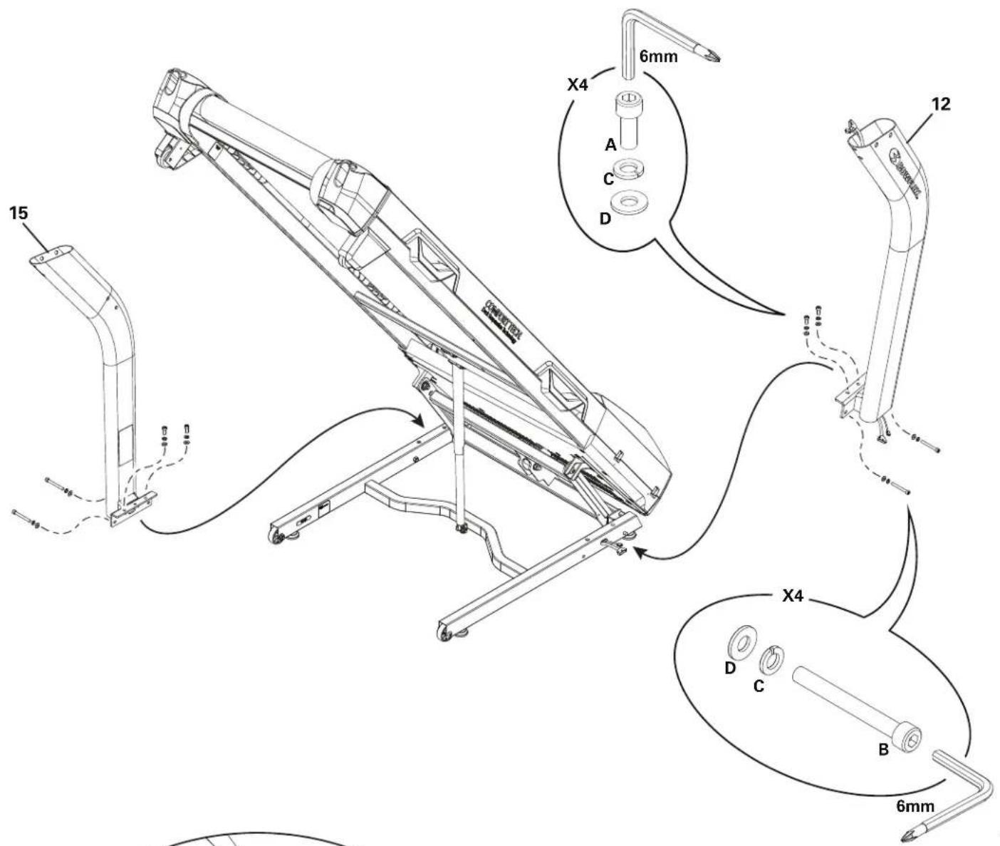 BOWFLEX BXE226 - Connectez les câbles d'entrée/sortie (E/S) et arrimez les montants au châssis - 1