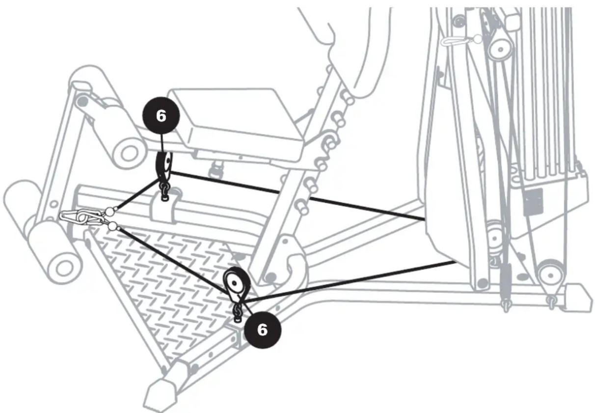 BOWFLEX Xtreme 2 SE - 19b. Cable and Pulley Routing – Connect Left Squat Cable through the Floating and Main Assembly Pulleys - 1