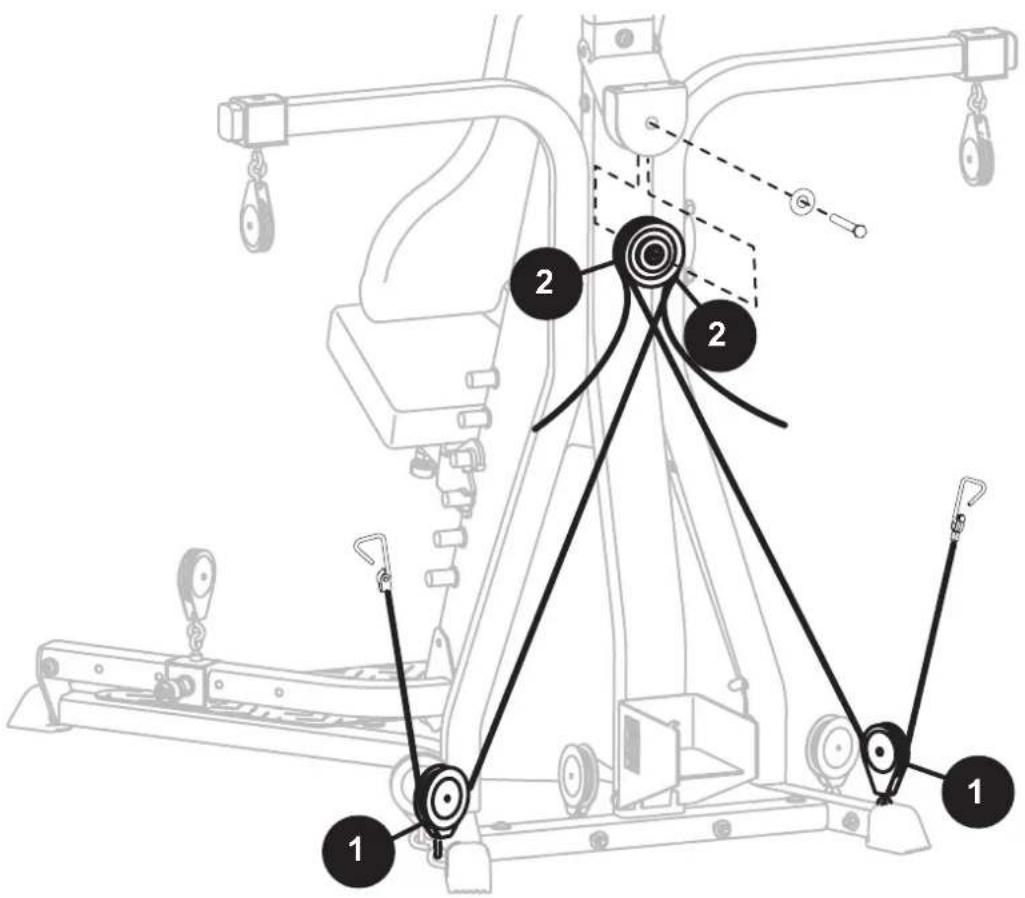 BOWFLEX Xtreme 2 SE - Kabel- en katrolrouting - Kabels voorbereiden die maar de behuizing van de katrol要去en worden geinstalleerd - 1