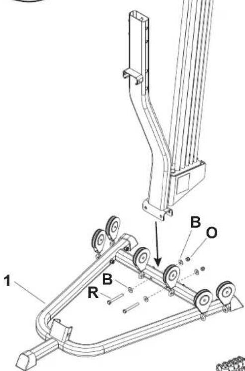 BOWFLEX Xtreme 2 SE - Draai de schroeven voorlopig met de hand vast. - 1