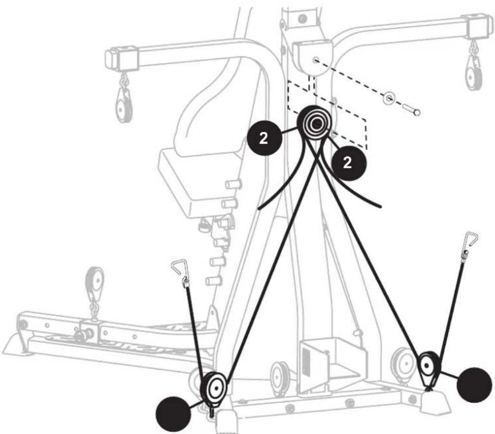 BOWFLEX Xtreme 2 SE - Acheminement des câbles et des poulies - préparer les câbles pour l'installation dans le boîtier de la poulie latérale - 1