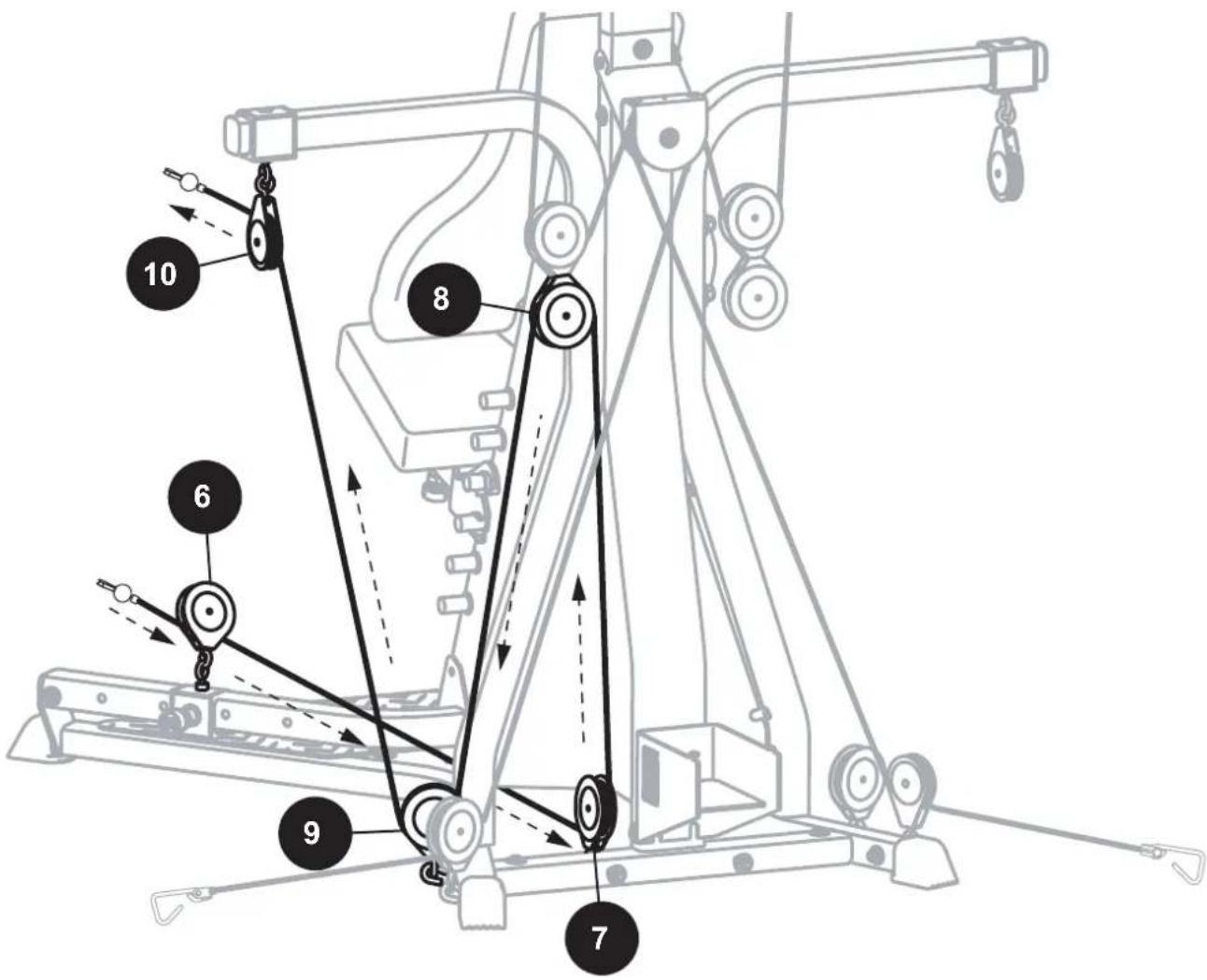 BOWFLEX Xtreme 2 SE - 18c Kabel- en katrolrouting - Verbind de staafkabels via de linker (3) zwevende en lattorenkatrollen - 3