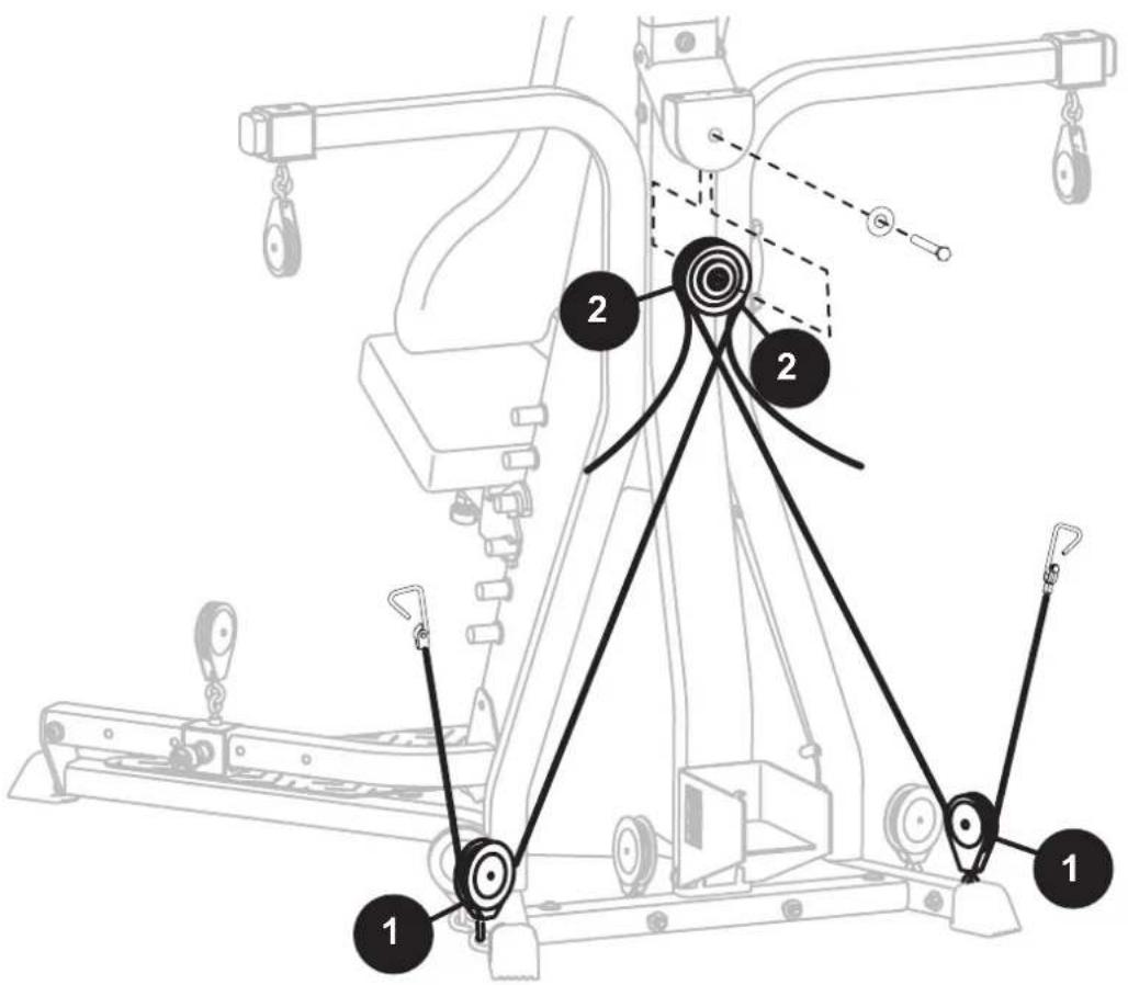 BOWFLEX Xtreme 2 SE - Kabel- und Riemenschibenführung - Bereiten Sie die Kabel für die Installation am Lat-Seilzuggehause vor - 1