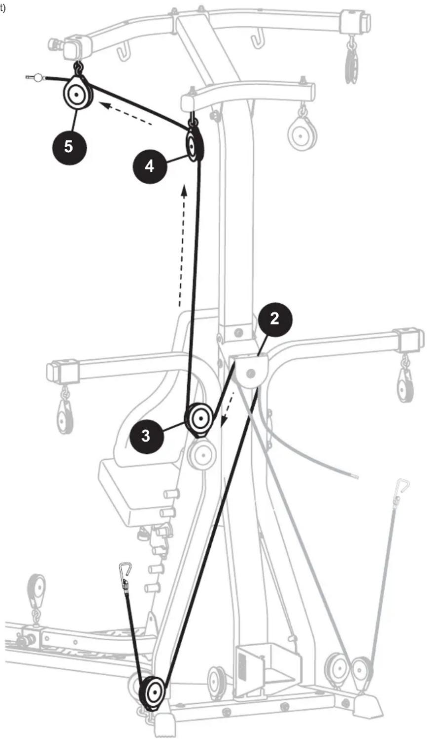 BOWFLEX Xtreme 2 SE - Kabel- und Seilzugführung - Verbinden Sie die Stangenkabel durch die rechten schwimmenden Seilzüge und die Lat-Turm-Seilzüge - 1