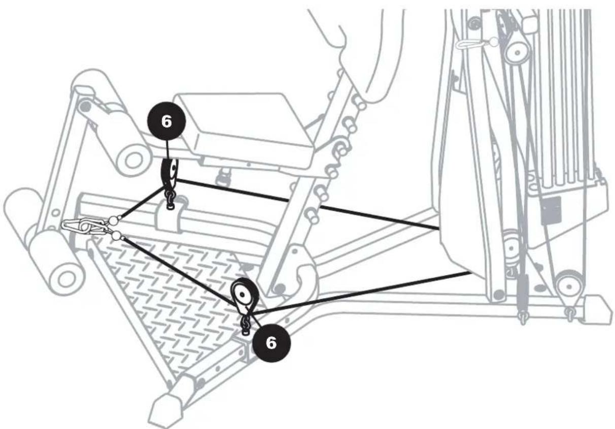 BOWFLEX Xtreme 2 SE - 19b. 銅索與滑輪佈線一將左側深蹲鋼索穿過浮動滑輪與主組件滑輪 - 1