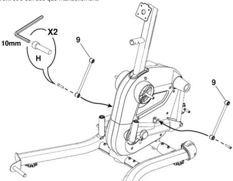 BOWFLEX LateralX LX3i - Arrimez les tiges du guidon aux pédaliers/manivelles du pédalier - 1