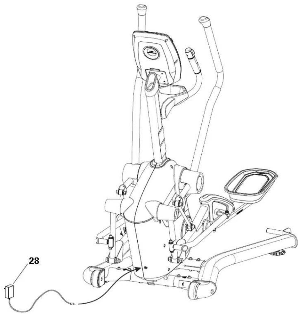 BOWFLEX LateralX LX3i - Connectez l'adaptateur de courant au châssis - 1