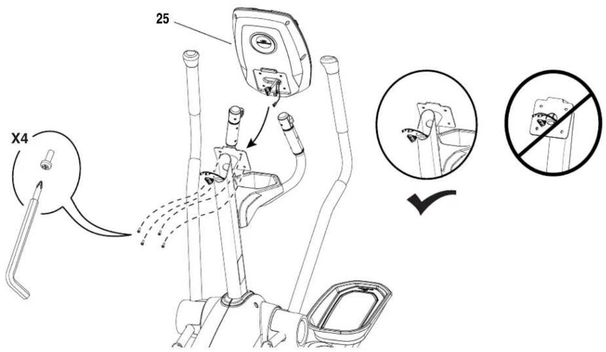 BOWFLEX LateralX LX3i - Passez les câbles de la console par la plaque de montage et arrimez la console - 1
