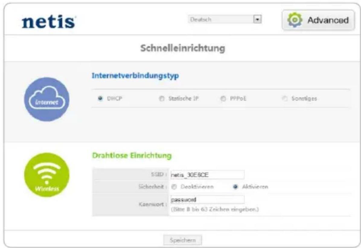 Netis WF2411I - Wahlen Sie die gewünschte Sprache im oberen Fensterbereich; Englisch ist die Standardvoreinstellung. - 1