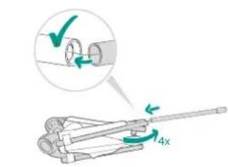 Diagram illustrating a mechanical device with 4x speed measurement and checkmark indicating operation