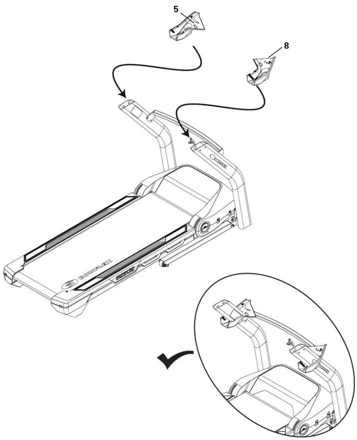 BOWFLEX BXT128 - Placez les caches de la jonction inférieure sur les montants - 1