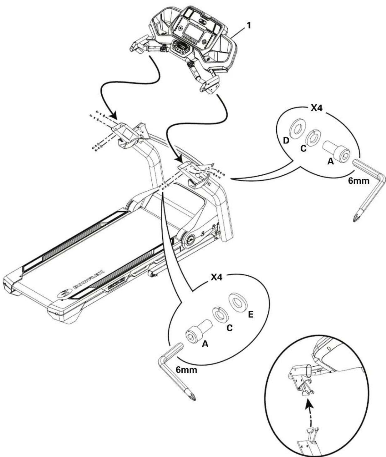 BOWFLEX BXT128 - Placez les caches de la jonction inférieure sur les montants - 2