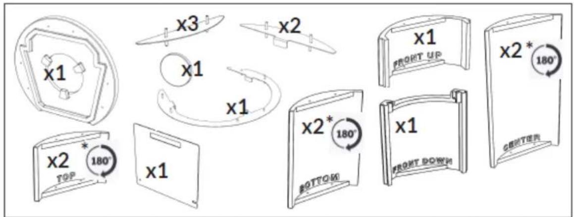 x1 x3 x2 x1 x1 x1 x2* TOP *180° x2 *180° BOTTOM x1 FRONT UP x2* 180° FRONT DOWN GROTTIDE