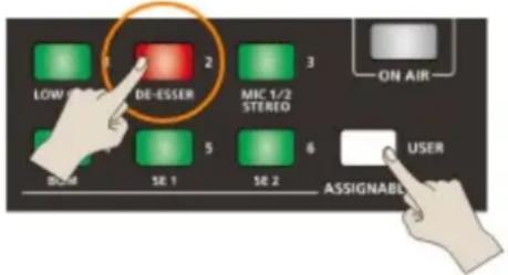 ROLAND AeroCaster VRC01 - Appuyez sur le bouton assignable DECK [2] tout en appuyant longuement sur le bouton [USER] pour activer ou désactiver l'effet de réverb pour le son LINE IN. - 1