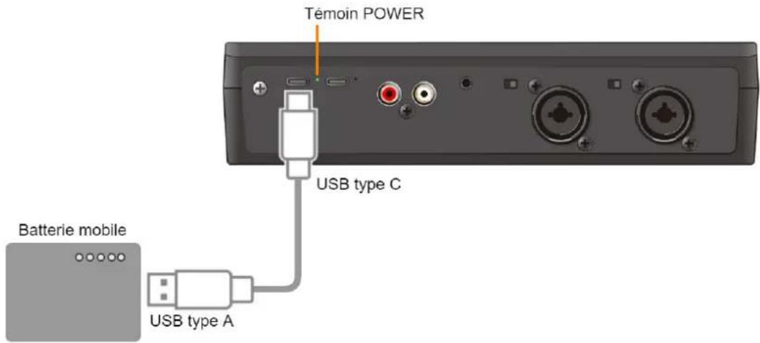 Témoin POWER USB type C Batterie mobile USB type A