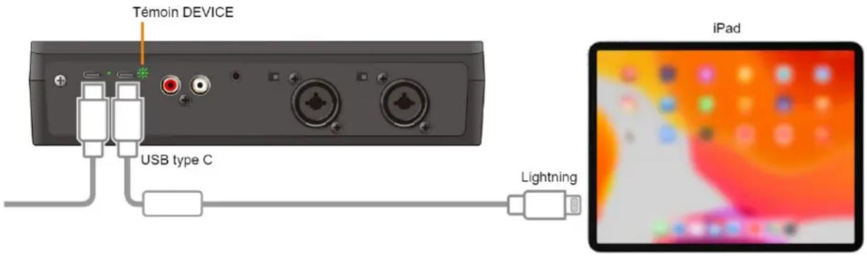 Témoin DEVICE USB type C Lightning iPad
