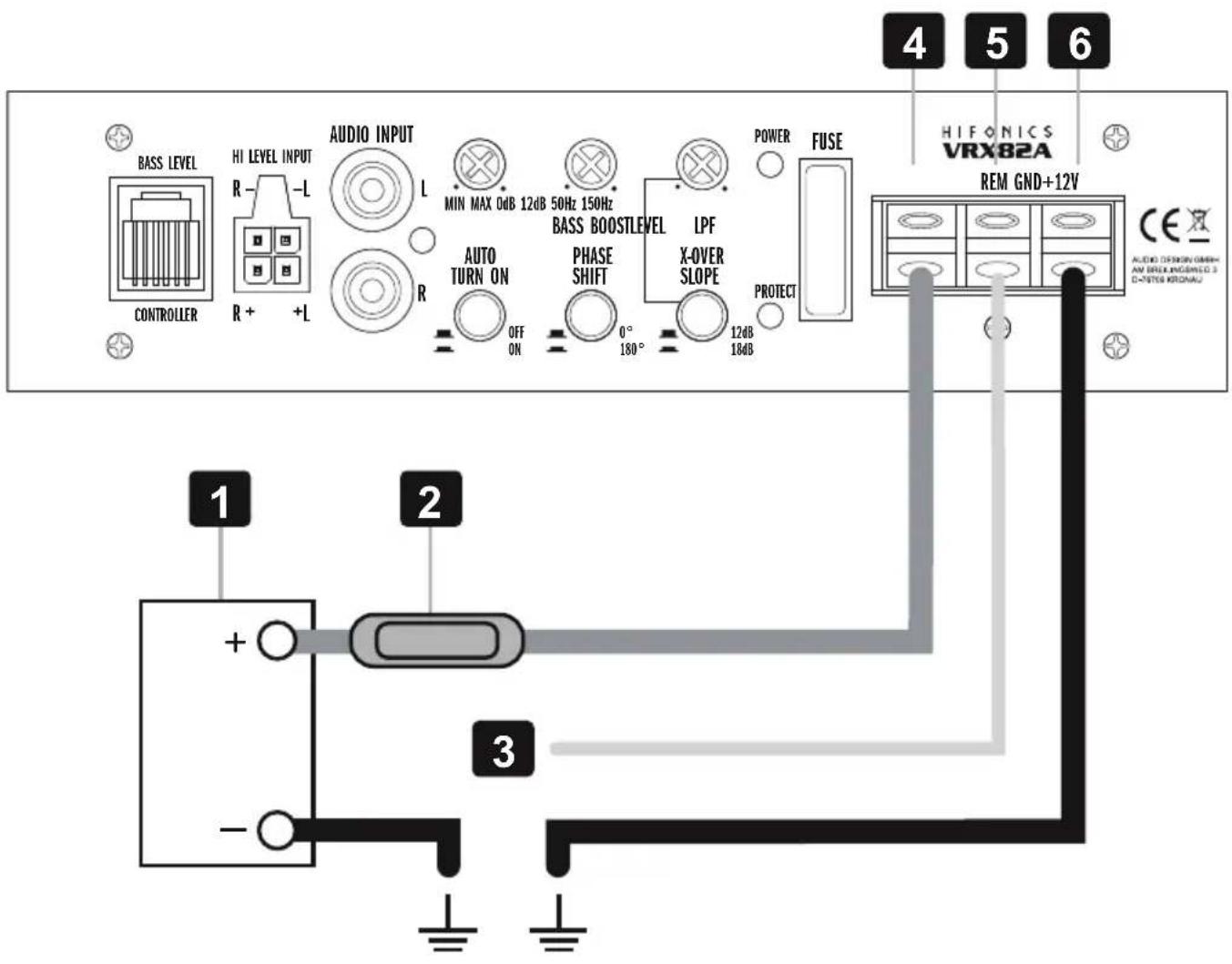 Hifonics Vulcan VRX82A - STROMVERSORGUNG UND EINSCHALTLEITUNG - 1