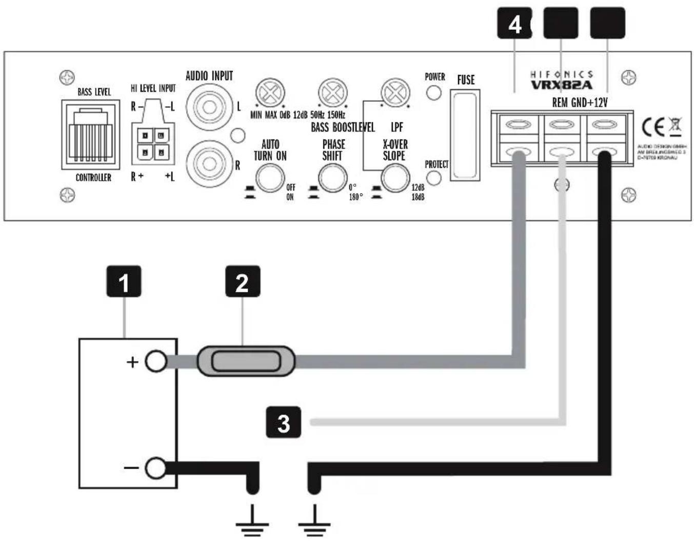 Hifonics Vulcan VRX82A - CONEXIONES DE ALIMENTACIÓN Y ENCENDIDO - 1