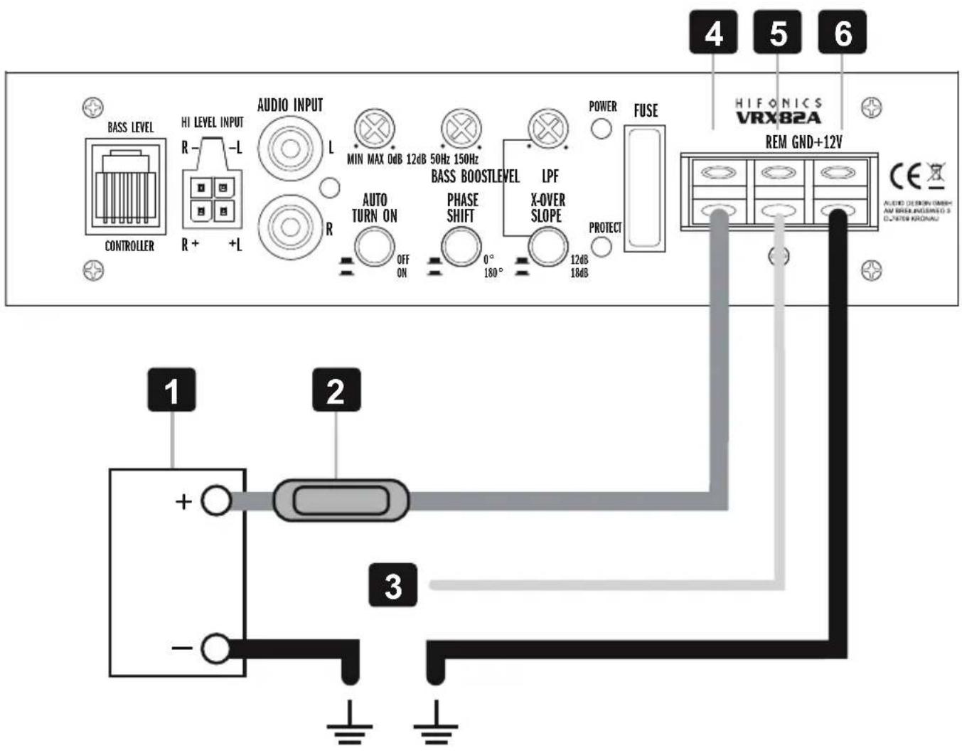 Hifonics Vulcan VRX82A - POWER SUPPLY AND TURN-ON-CONNECTION - 1