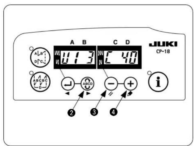 A B C D JUKI CP-18 A B D C W 113 N L 40 W 113 N L 40 ABCDC ABCD - + i ② ③ ④