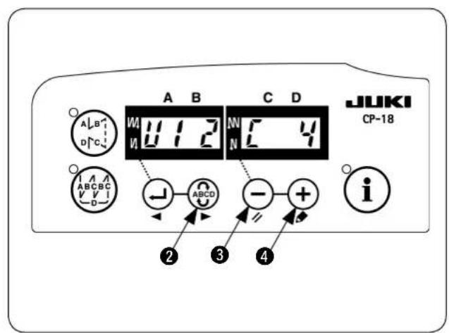 A B C D JUKI CP-18 A B D C W 1 2 W 1 2 N F 4 N L ABCDC V V D ← ABCD - + ② ③ ④ i