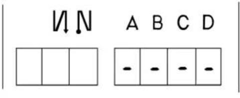 V↓N A B C D - - - -