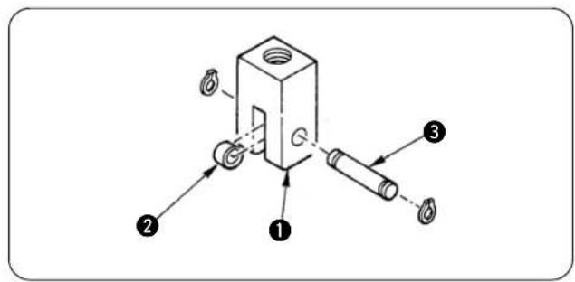 Technical diagram of a mechanical assembly with numbered components labeled 1, 2, and 3