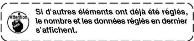 Si d'autres éléments ont déjà été réglés, le nombre et les données réglés en dernier s'affichent.