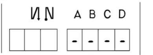 V↓N A B C D - - - -