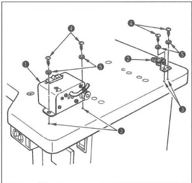 JUKI MOL254 - Installing the bobbin winder / Installation des Spulers / Installation du bobineur / Modo de instalar la bobinadora / Installazione dell'avvolgibobina - 1