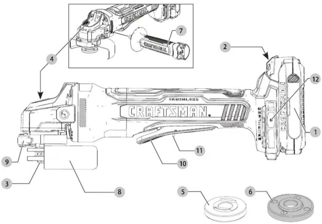 CRAFTSMAN. BRUSHLESS 12 2 7 4 1 9 3 8 5 6 10 11 CRAFTSMAN.