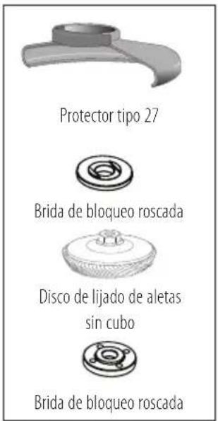 Protector tipo 27 Brida de bloqueo roscada Disco de lijado de aletas sin cubo Brida de bloqueo roscada