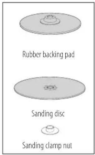 Rubber backing pad Sanding disc Sanding clamp nut