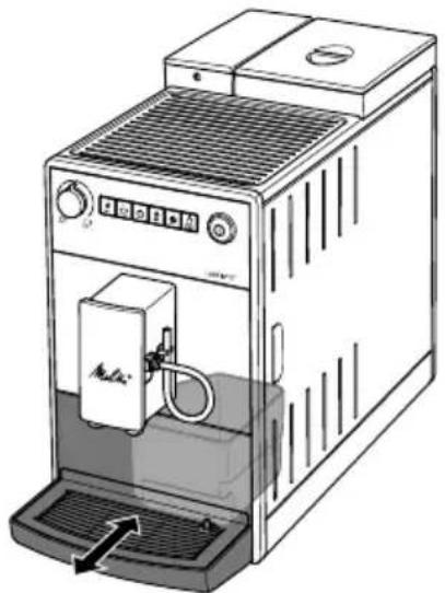 MELITTA Latticia OT - Vidage du plateau récolte-goutte et du bac de récupération du marc de café - 1