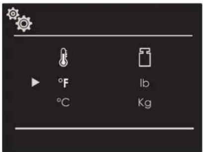 °F °C lb Kg