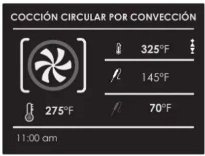 COCCIÓN CIRCULAR POR CONVECCIÓN 325°F 145°F 70°F 275°F 11:00 am