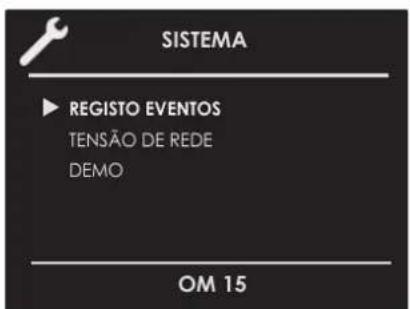 SISTEMA ▶ REGISTO EVENTOS TENSÃO DE REDE DEMO OM 15