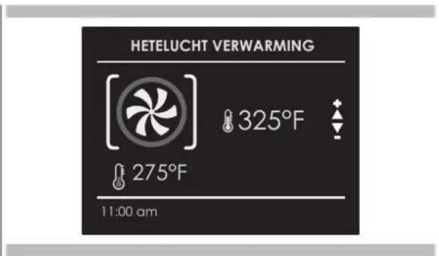 HETELUCHT VERWARMING 325°F 275°F 11:00 am